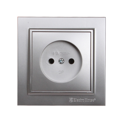 Розетка без заземления серебро Enzo