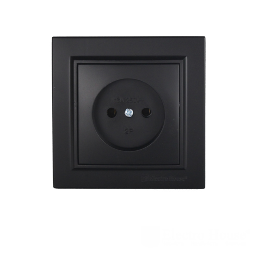 Розетка без заземления Термопластик 16 A Графит