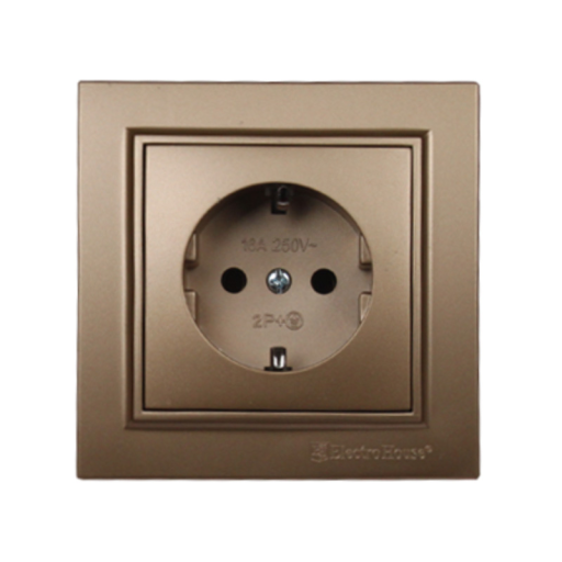 Розетка с заземлением роскошно золотой Enzo EH-2109-LG