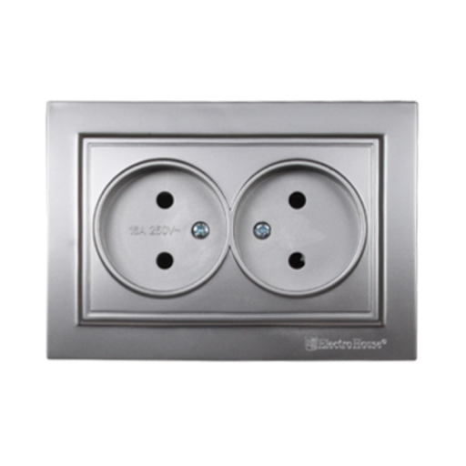 Розетка двойная бз серебро