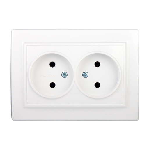 Розетка двойная без заземления термопластик Enzo EH-2110P