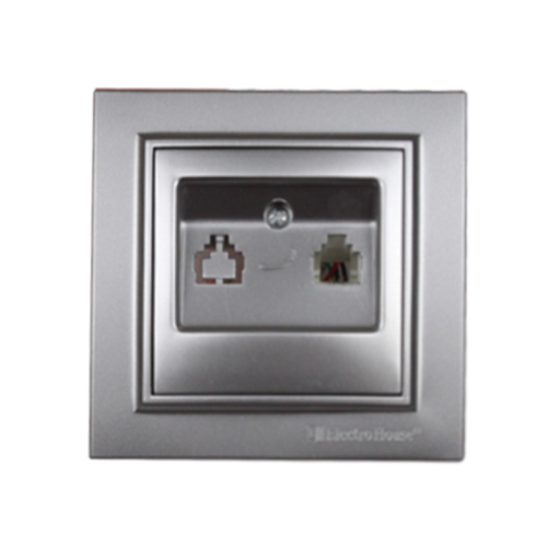 Розетка телефонная серебро Enzo