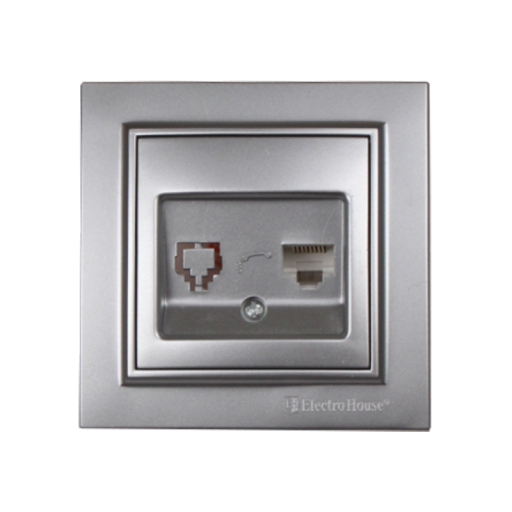 Розетка компьютерная серебро Enzo