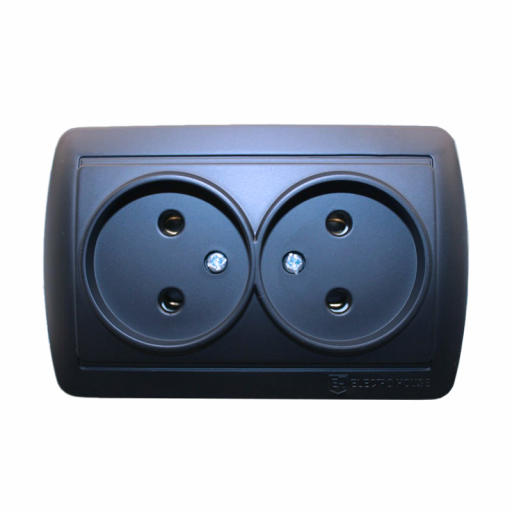 Розетка двойная без заземления Аккура графит