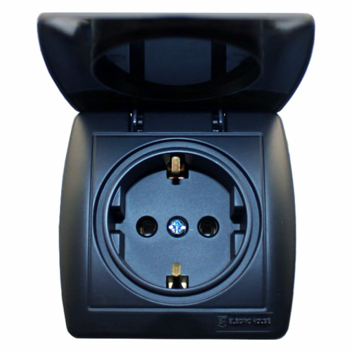 Розетка с крышкой Аккура графит