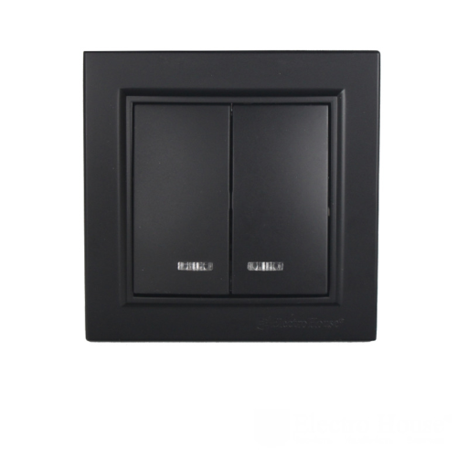 Выключатель двойной с подсветкой графит Enzo ЕН-2184-PG