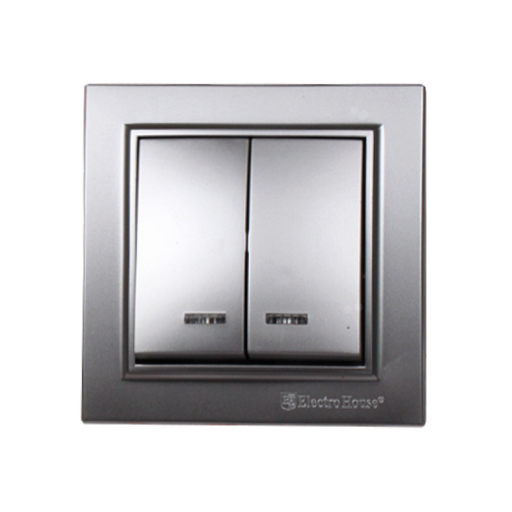 Выключатель с подсветкой двойной серебро Enzo