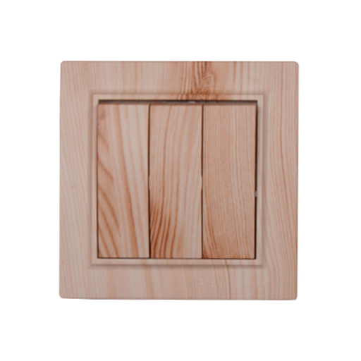 Выключатель тройной светлое дерево Enzo