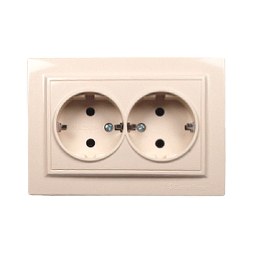 Розетка двойная с/з латте Enzo EH-2194