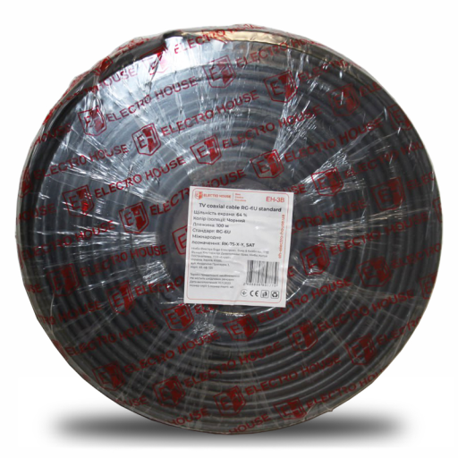 Кабель RG-6U 64% ССS 1,02 Медная фольга 64 медных жил ПВХ