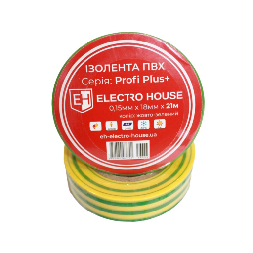 Изолента желто-зеленая 0,15мм х 18мм х 21м