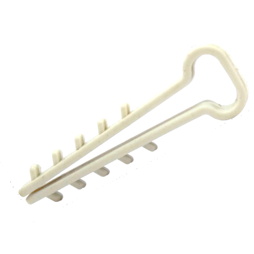 Крепление монтажное для плоского кабеля 10x5мм, Ø отв. под дюбель 6мм