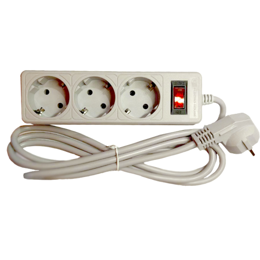 Удлинитель 3 гнезда серый EH-NFG-3.2