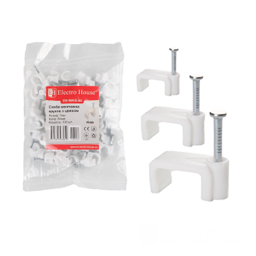 Клипса с гвоздем плоская 4мм (100шт. упак)